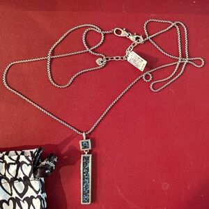 Elegant Silver Necklace with Blue Accented crystal pendant